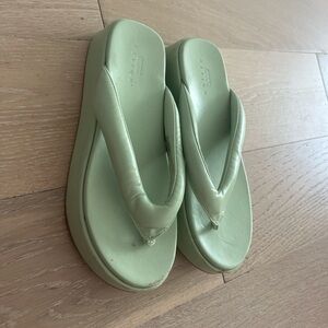 ASOS light green flip-flops